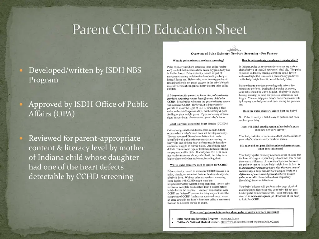 parent cchd education sheet