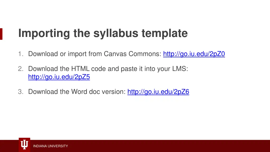 importing the syllabus template