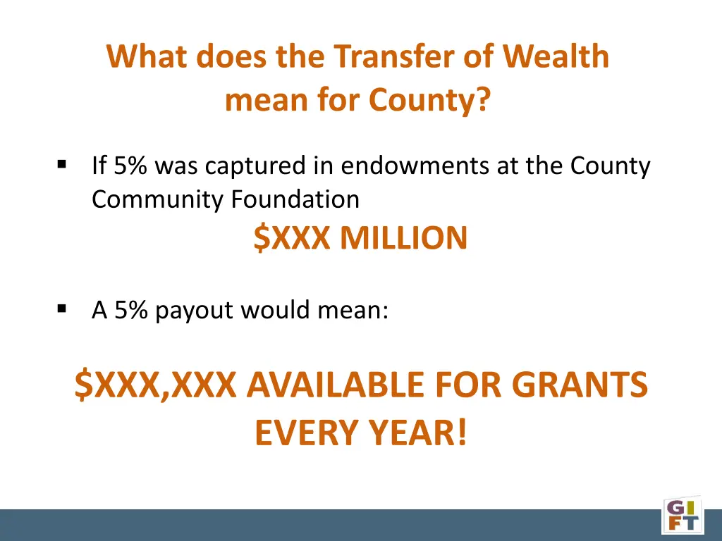 what does the transfer of wealth mean for county 1