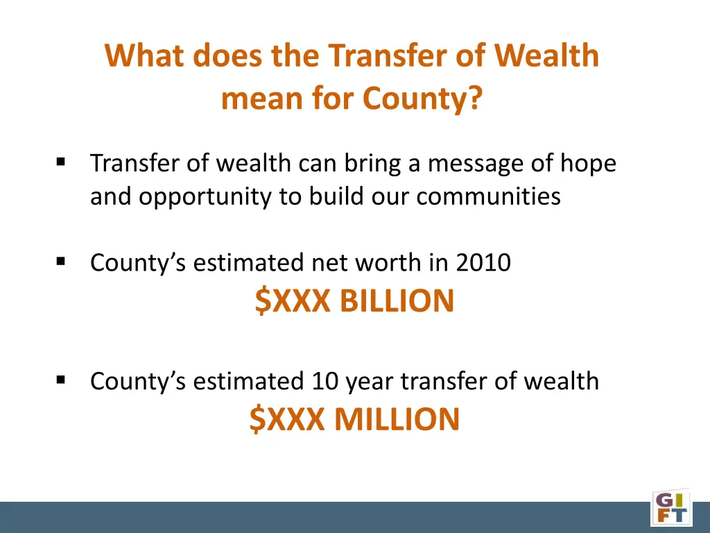 what does the transfer of wealth mean for county