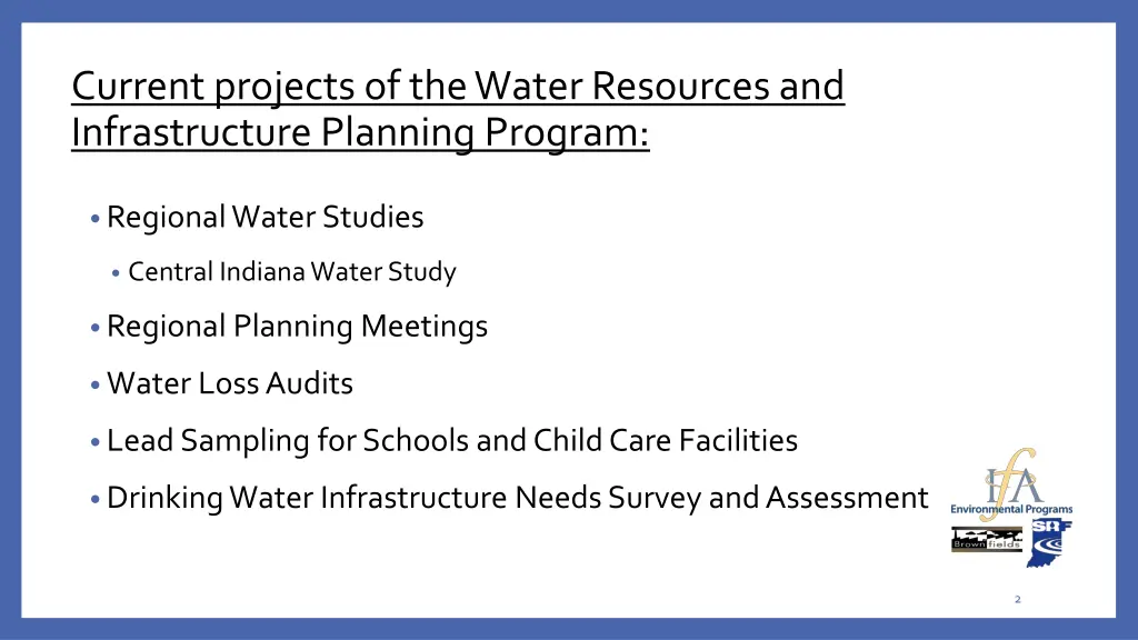 current projects of the water resources