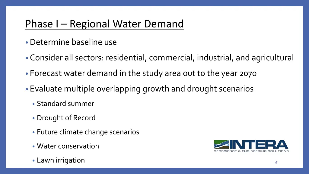 phase i regional water demand