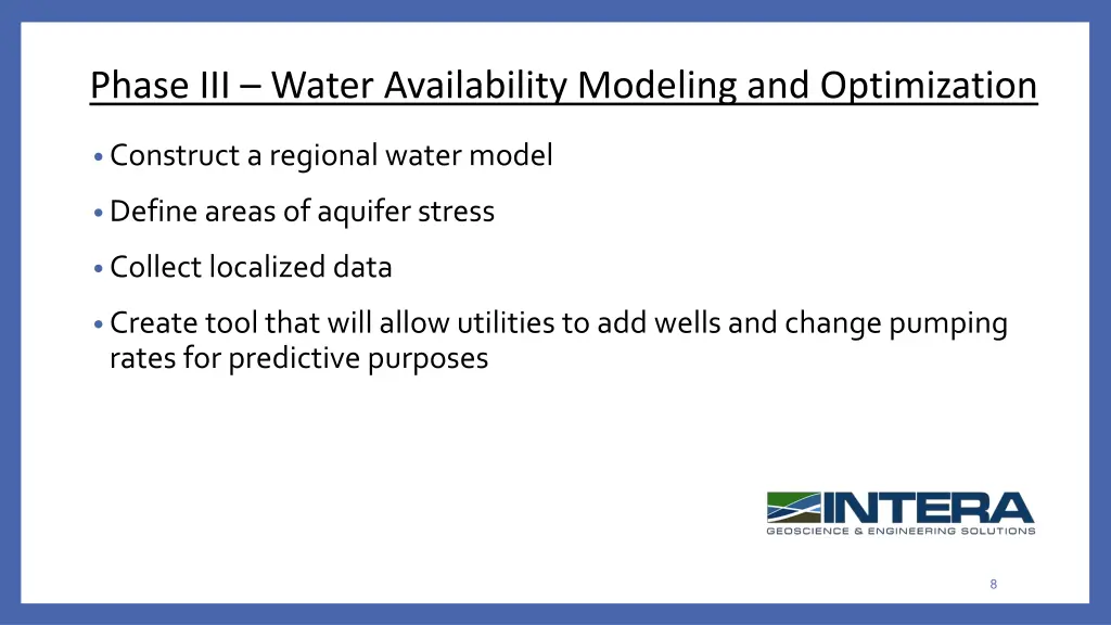 phase iii water availability modeling