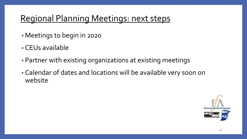 regional planning meetings next steps