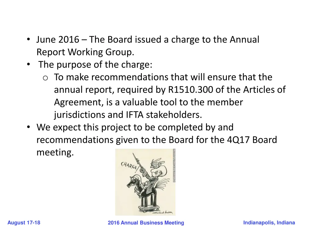 june 2016 the board issued a charge to the annual