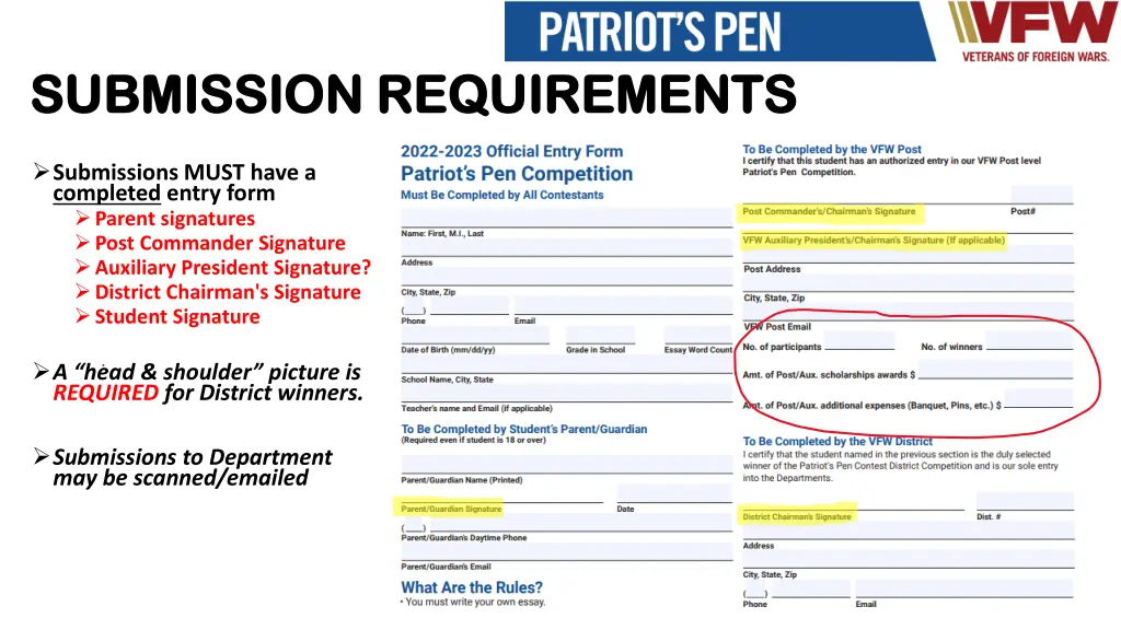 submission requirements submission requirements