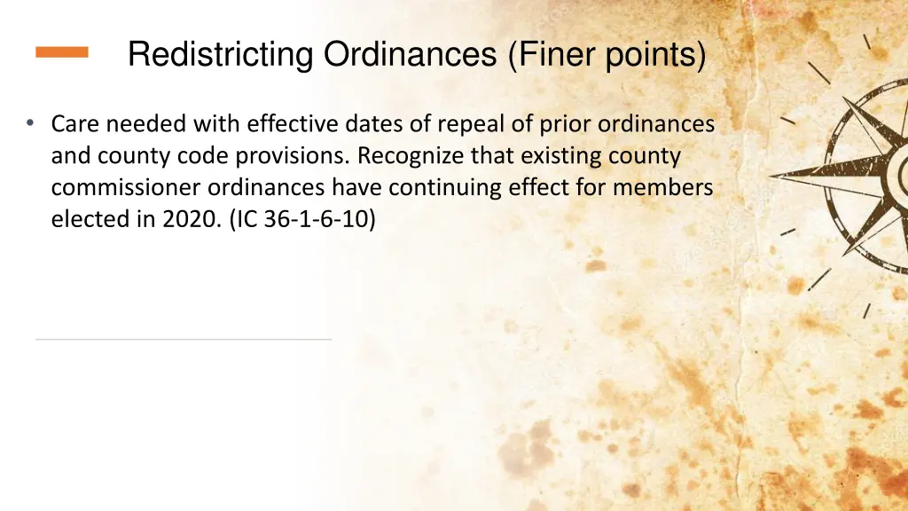 redistricting ordinances finer points 1