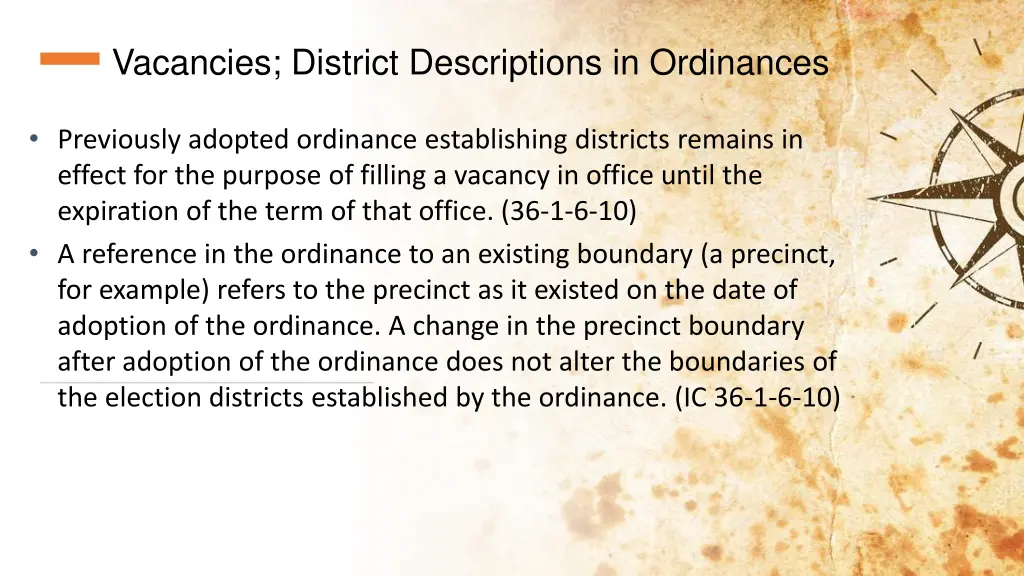 vacancies district descriptions in ordinances