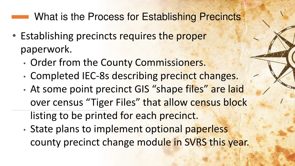 what is the process for establishing precincts 1