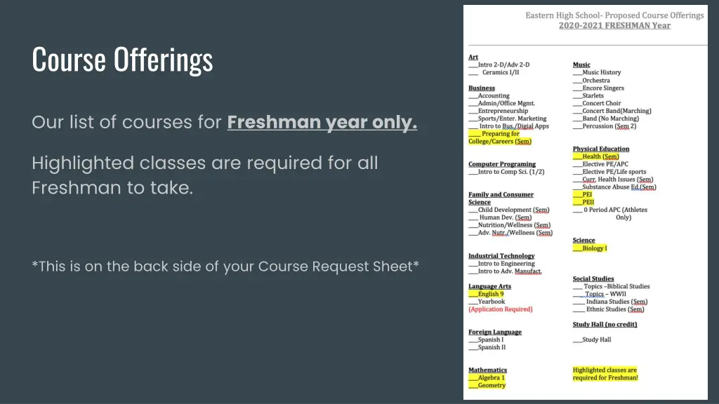 course offerings