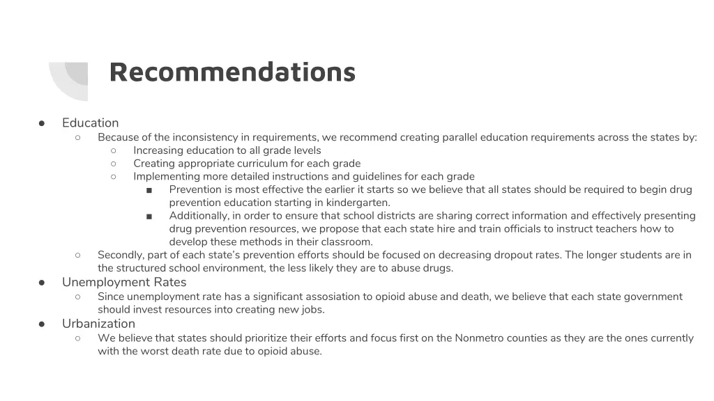 recommendations