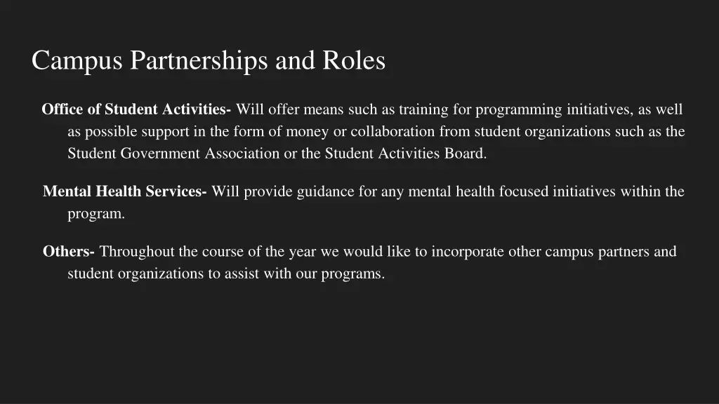 campus partnerships and roles 1