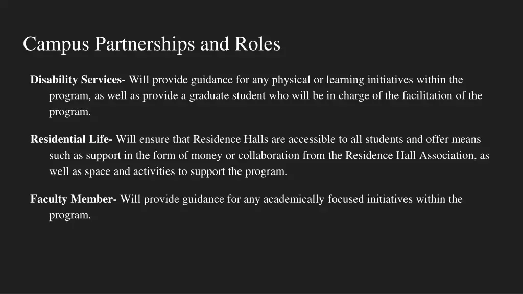 campus partnerships and roles