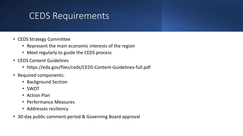 ceds requirements