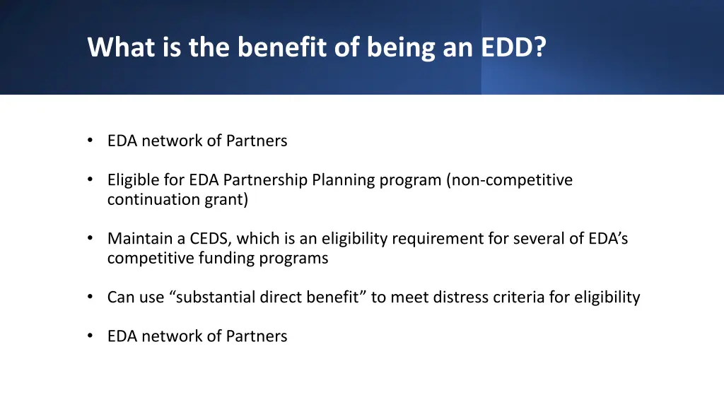 what is the benefit of being an edd