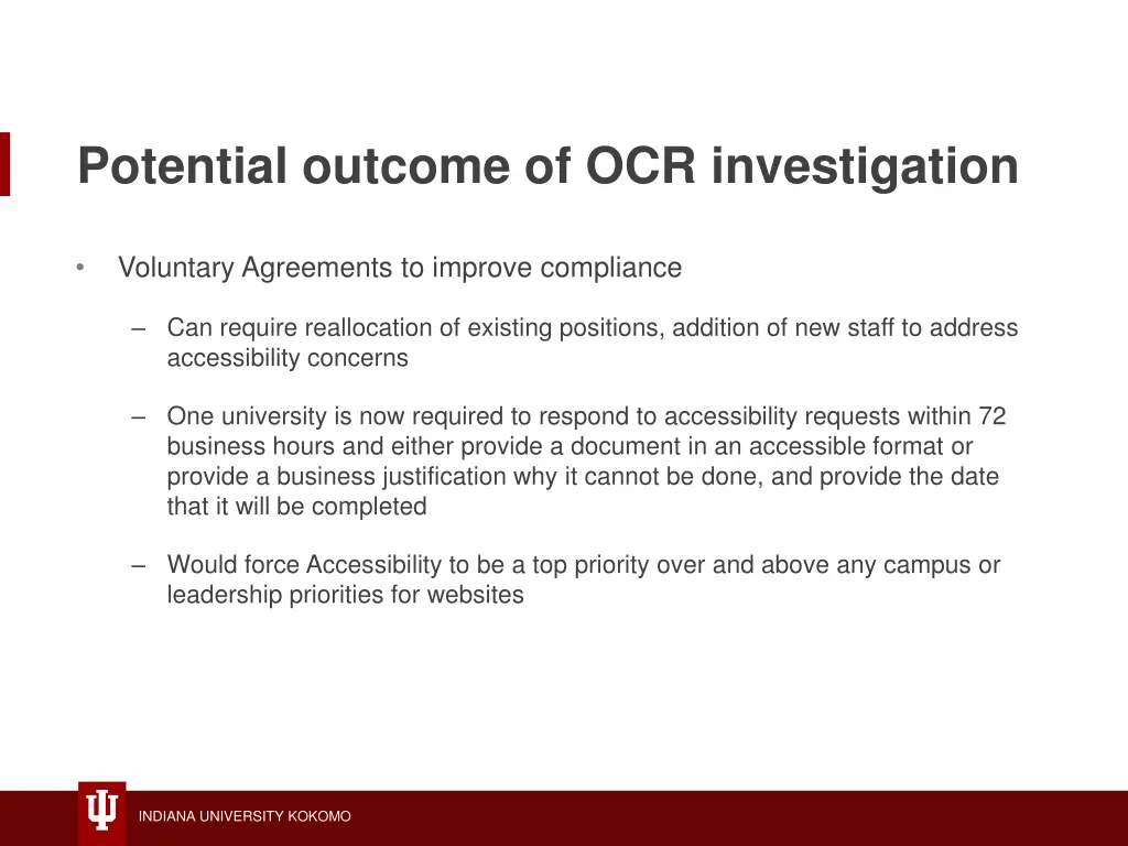 potential outcome of ocr investigation