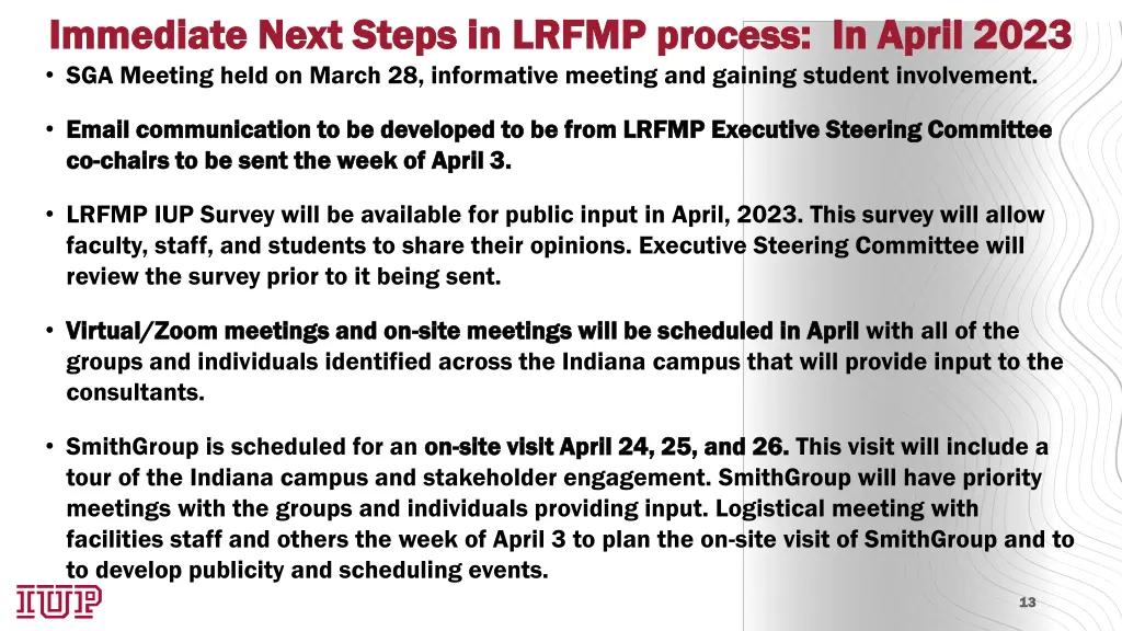 immediate next steps in lrfmp process in april