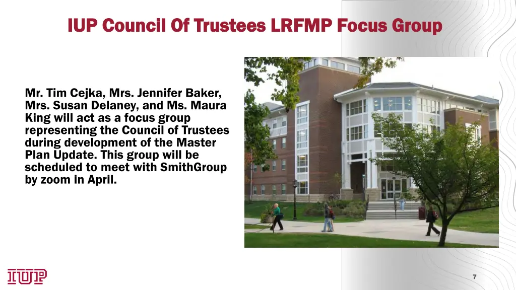 iup council of trustees lrfmp focus group