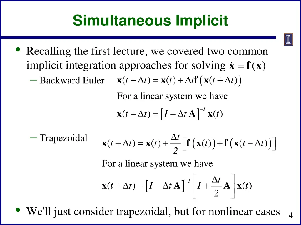 simultaneous implicit 1