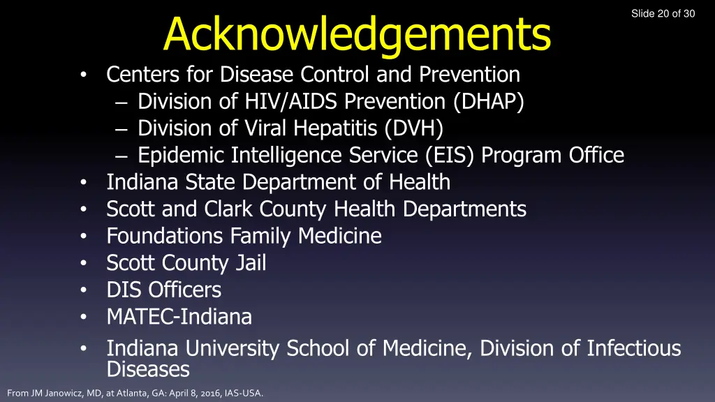 acknowledgements centers for disease control