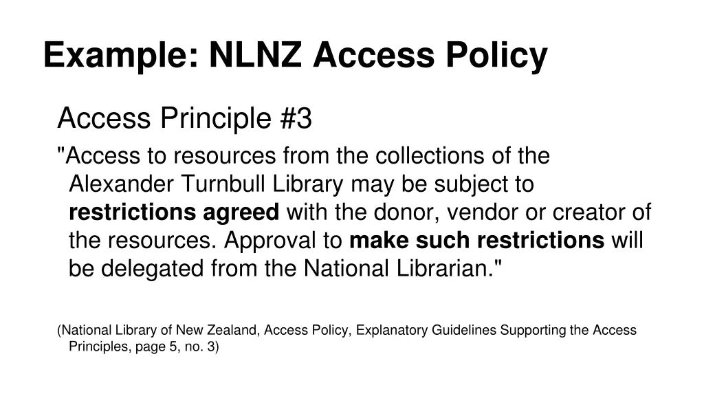 example nlnz access policy