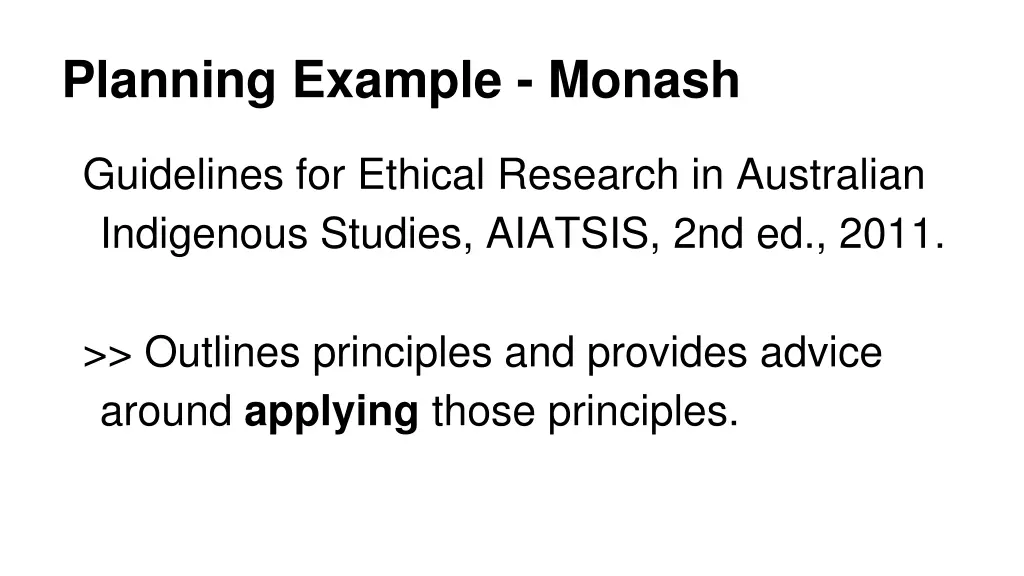 planning example monash