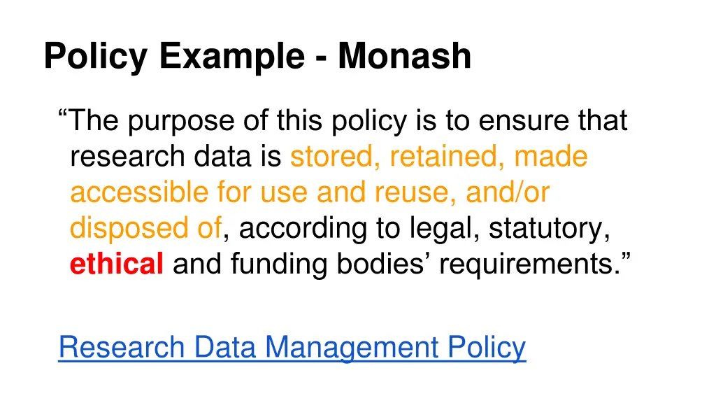 policy example monash