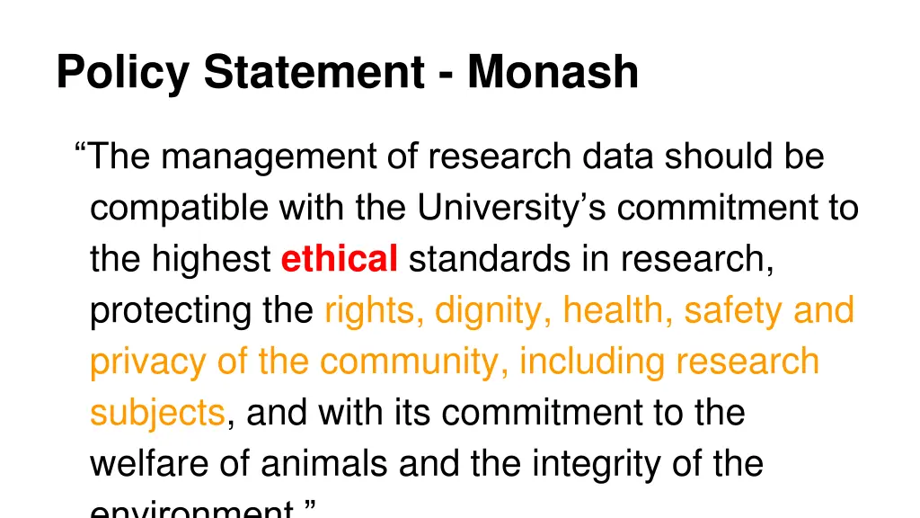 policy statement monash