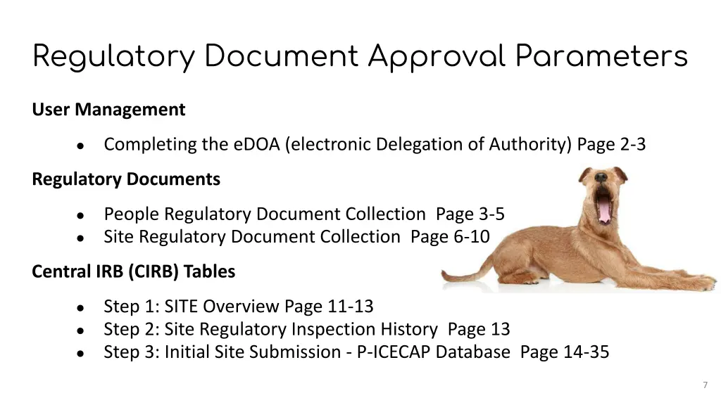 regulatory document approval parameters