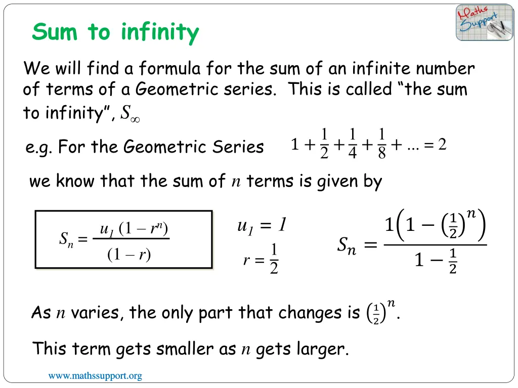 sum to infinity