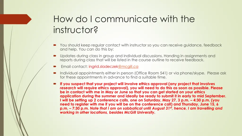 how do i communicate with the instructor