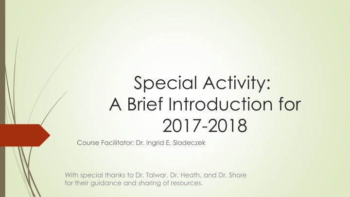 special activity a brief introduction for 2017