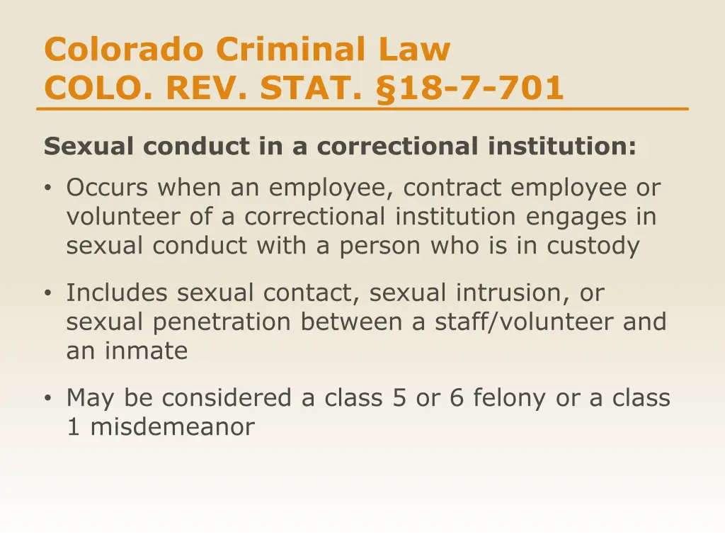 colorado criminal law colo rev stat 18 7 701