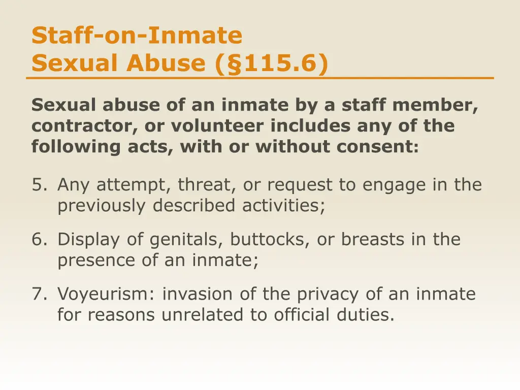 staff on inmate sexual abuse 115 6 1