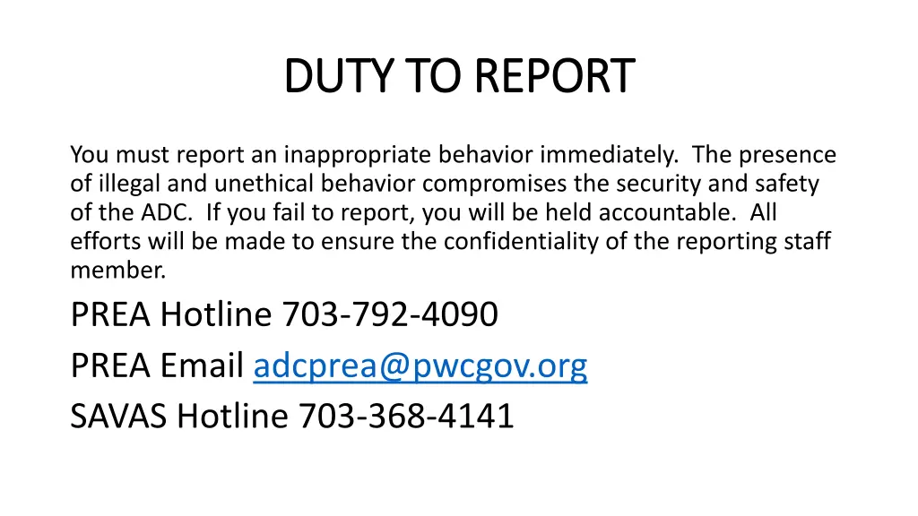 duty to report duty to report