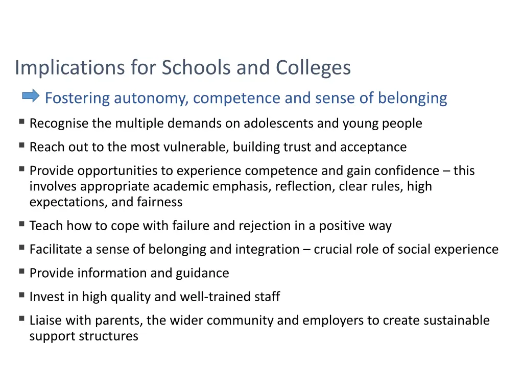 implications for schools and colleges