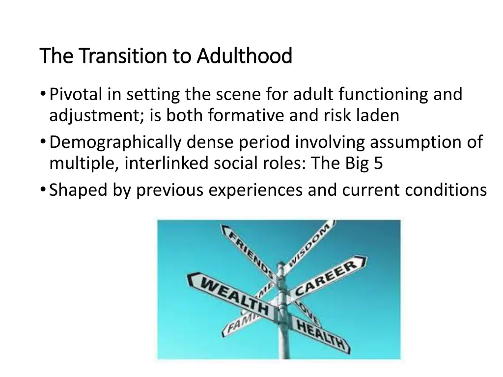 the transition to adulthood the transition