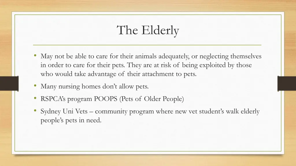 the elderly