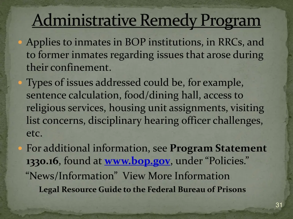 administrative remedy program 1