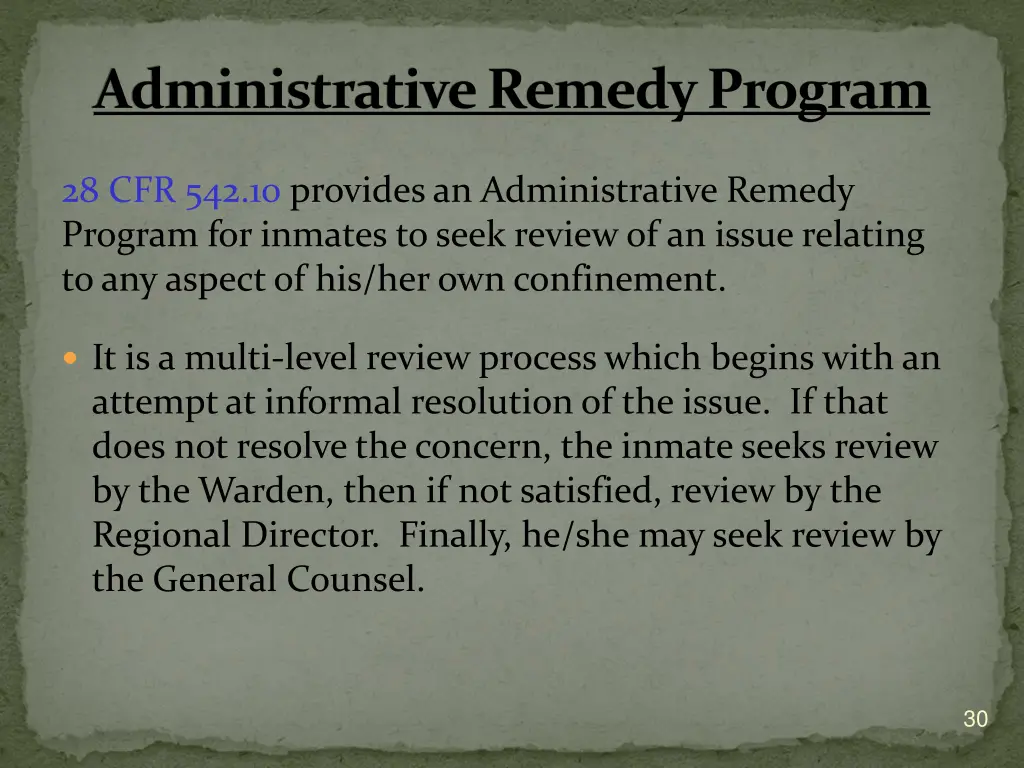 administrative remedy program