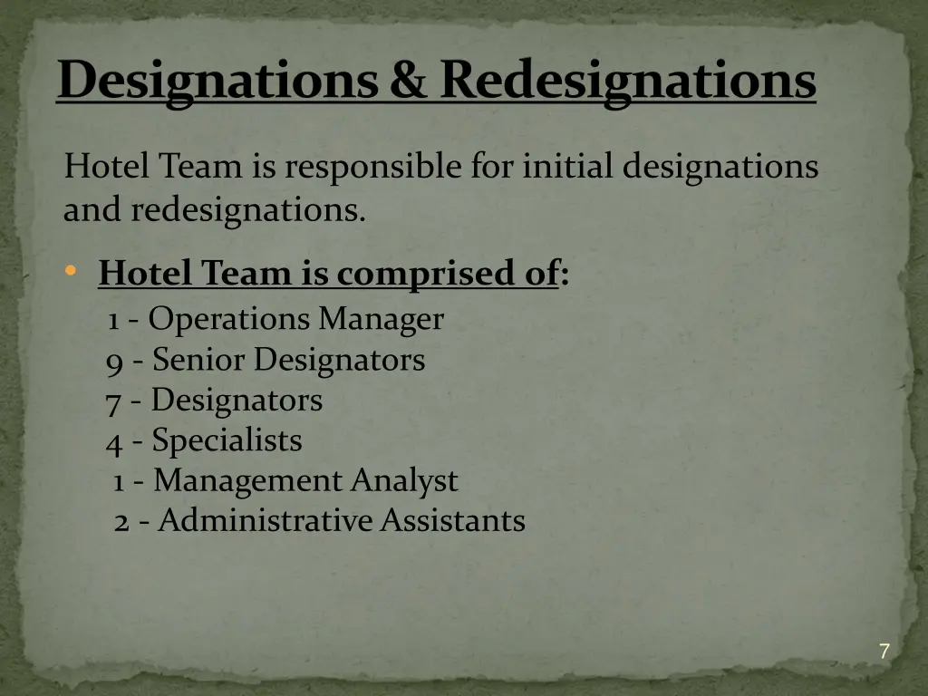 designations redesignations