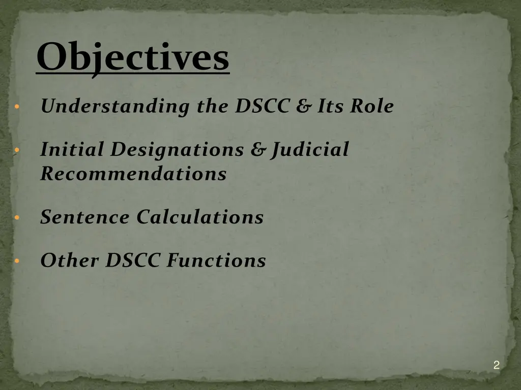 objectives