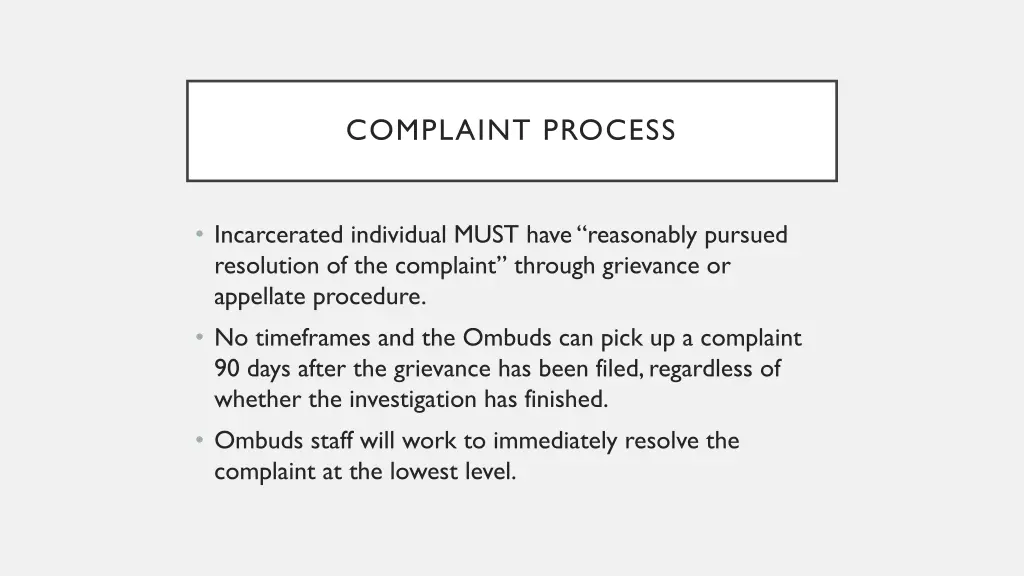 complaint process