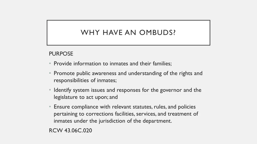 why have an ombuds 1