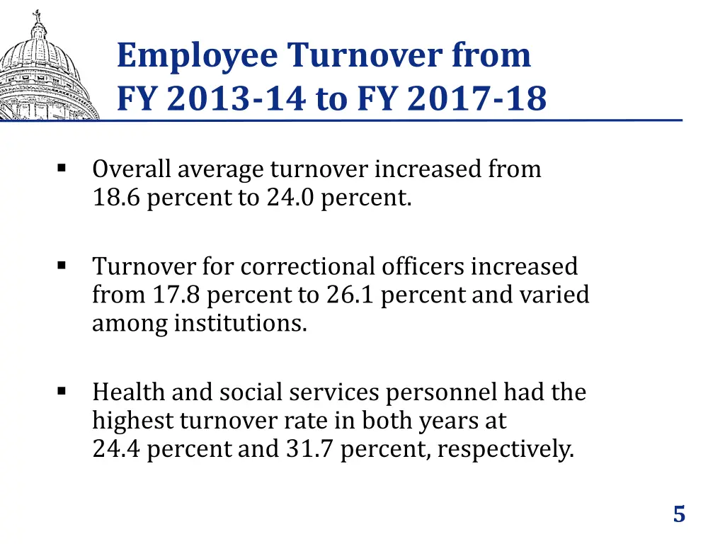 employee turnover from fy 2013 14 to fy 2017 18