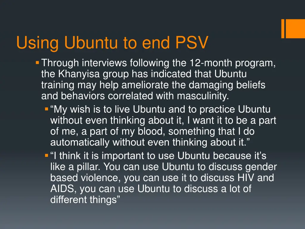 using ubuntu to end psv through interviews