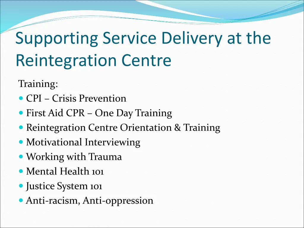 supporting service delivery at the reintegration 2