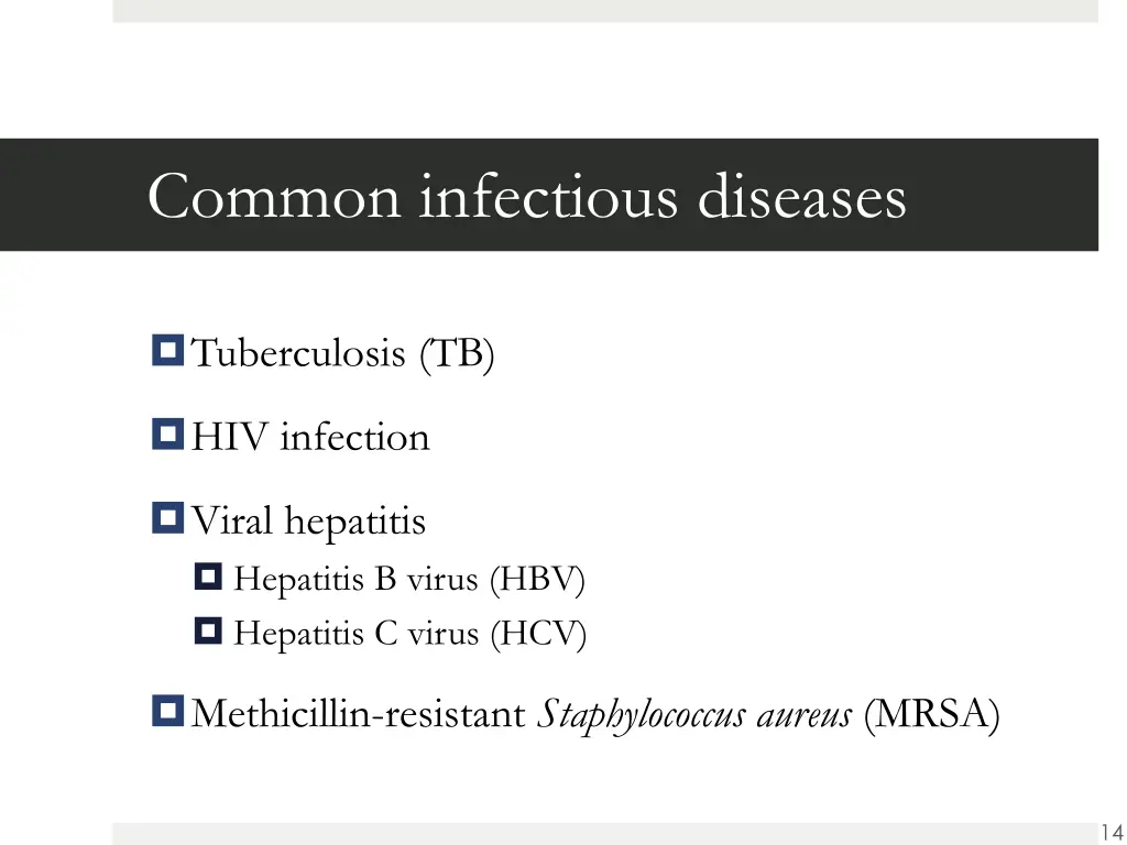 common infectious diseases