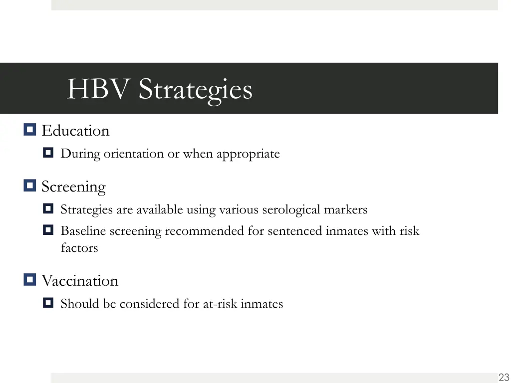 hbv strategies