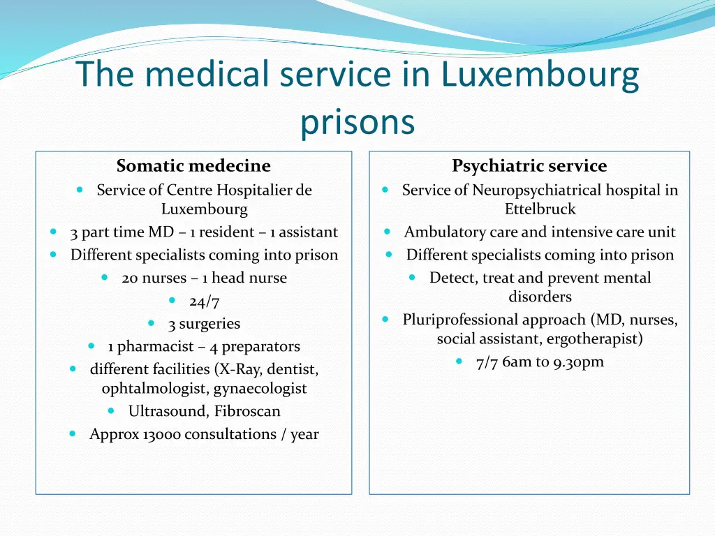 the medical service in luxembourg prisons